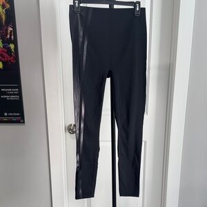 SPANX Black Leggings with Glossy Stripe